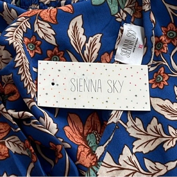 SIENNA SKY Puff Sleeves Boho Floral Printed Top Sz M/L V neck Top - Picture 12 of 13
